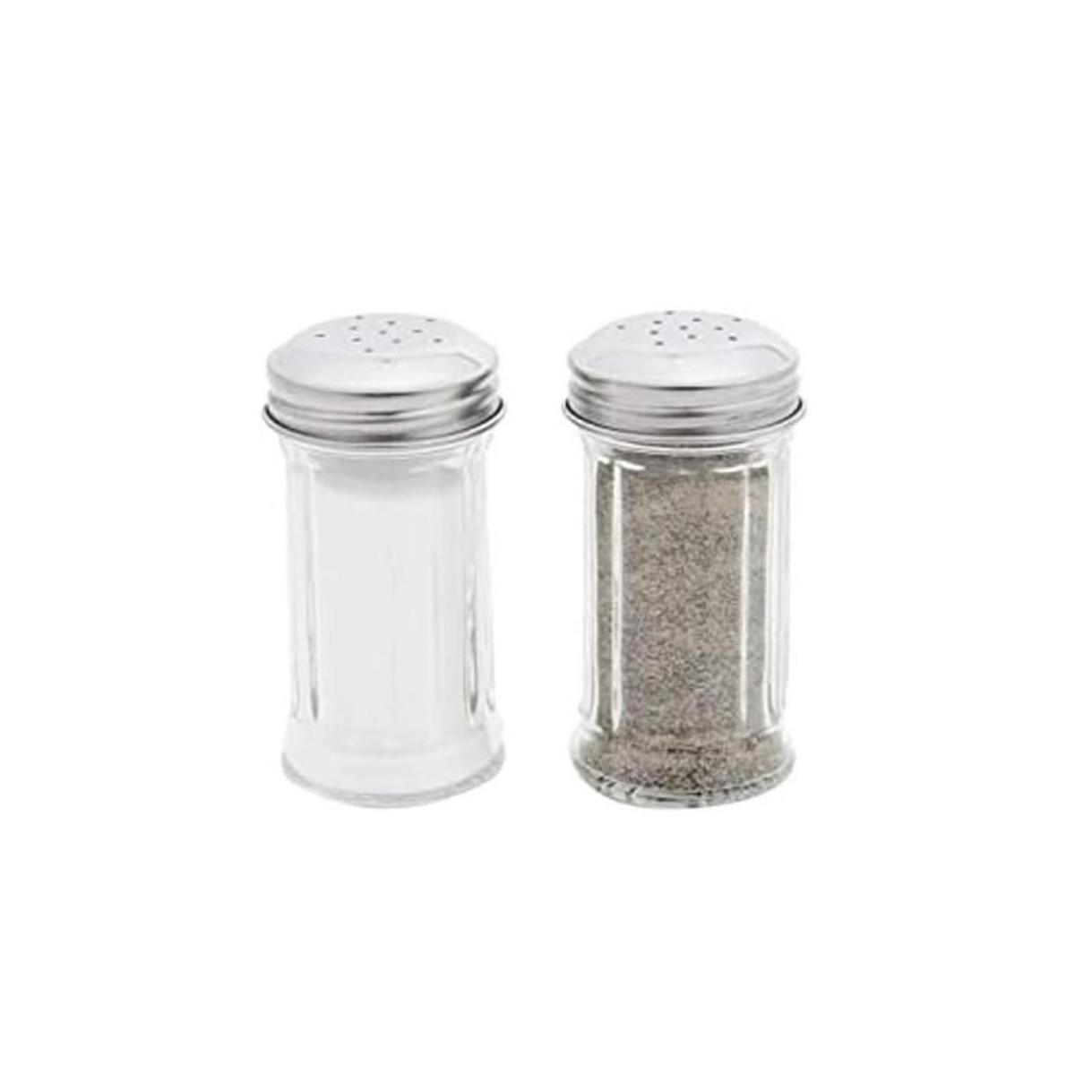 Tablecraft Fluted 2 oz SaleroPimentero de vidrio con SS