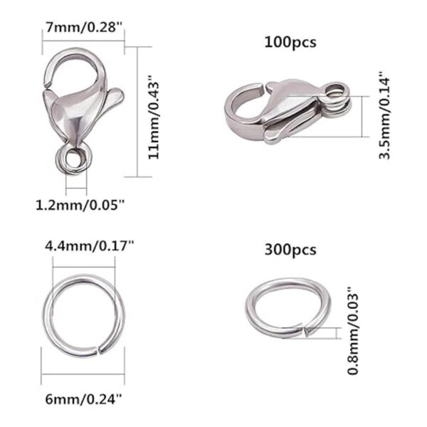 PandaHall 300 anillos de acero inoxidable 304 de 0.173 in