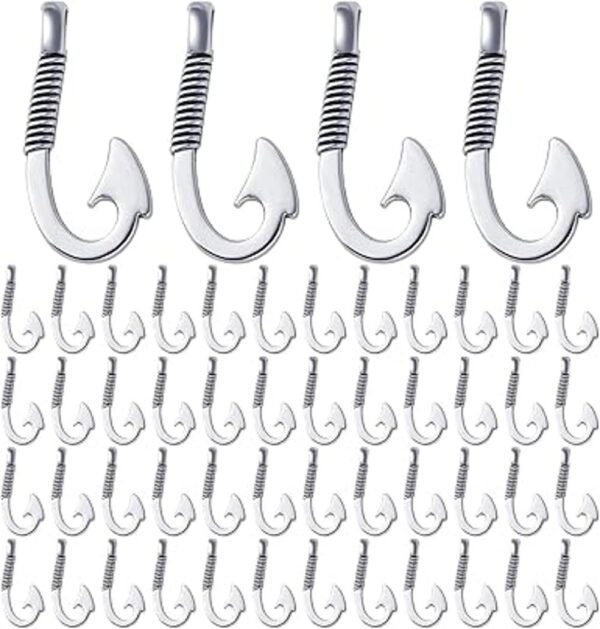 50 piezas de plata antigua gancho de pescado encantos