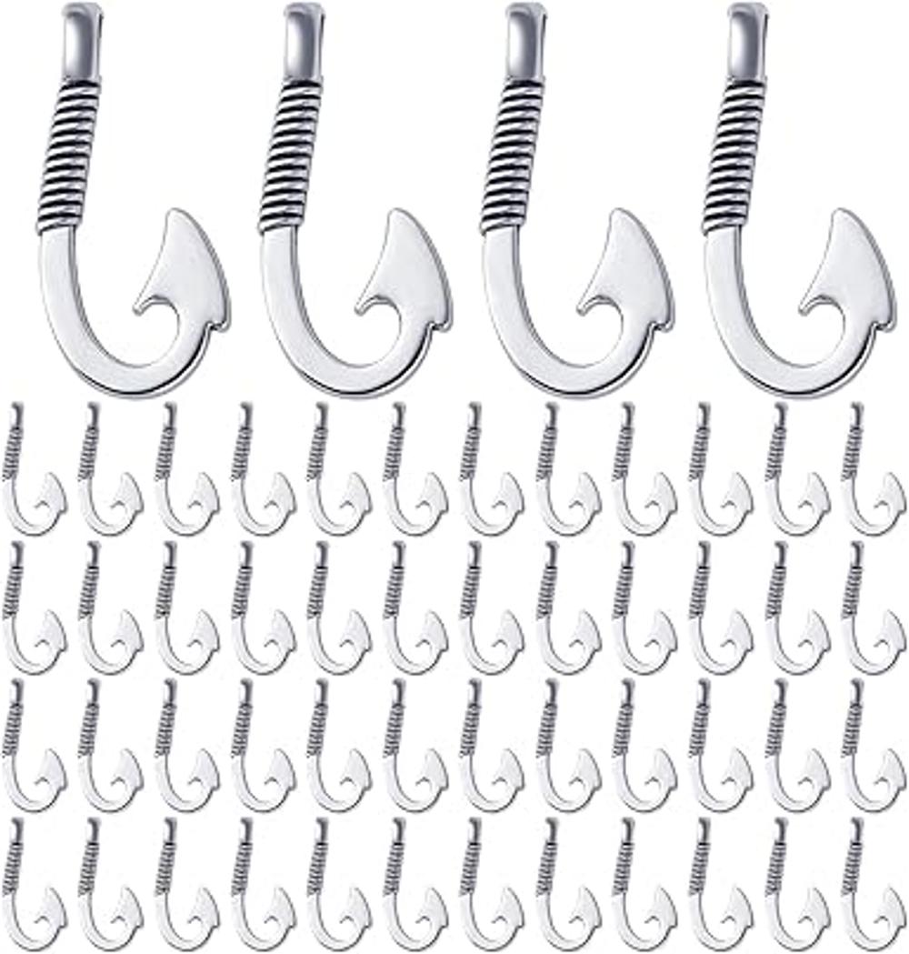 50 piezas de plata antigua gancho de pescado encantos