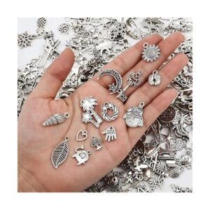 300 dijes de metal plateado tibetano liso para
