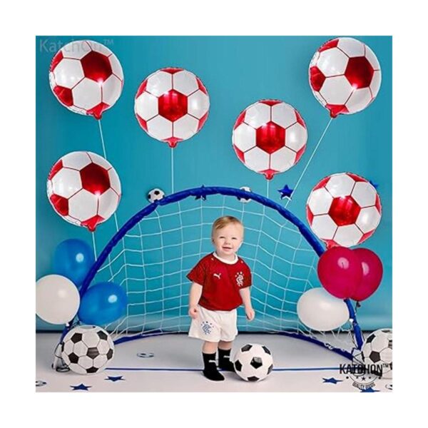 Juego de globos de fútbol gigantes color rojo de aluminio_2