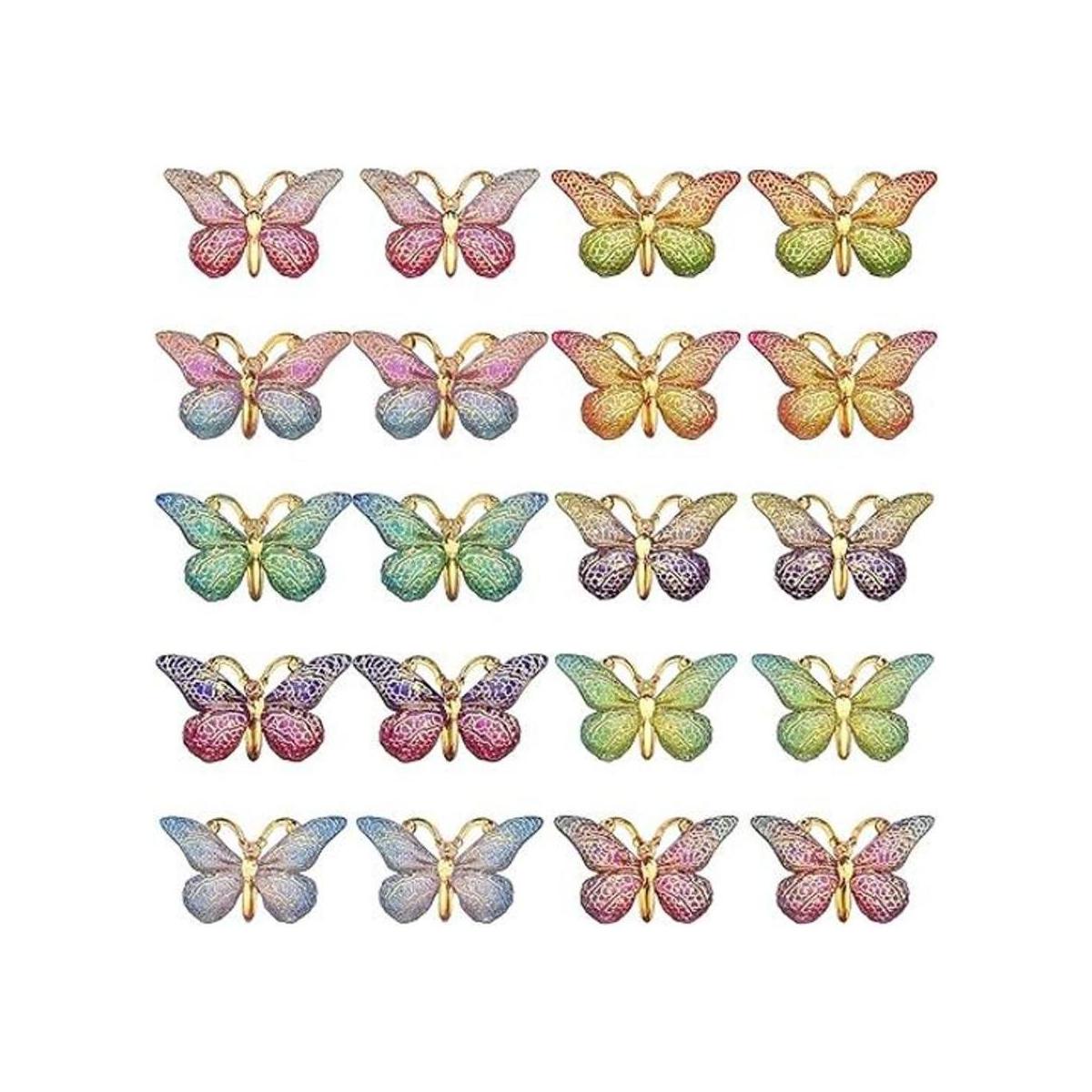 20pcs colorido 3D mariposa encantos plástico mariposa