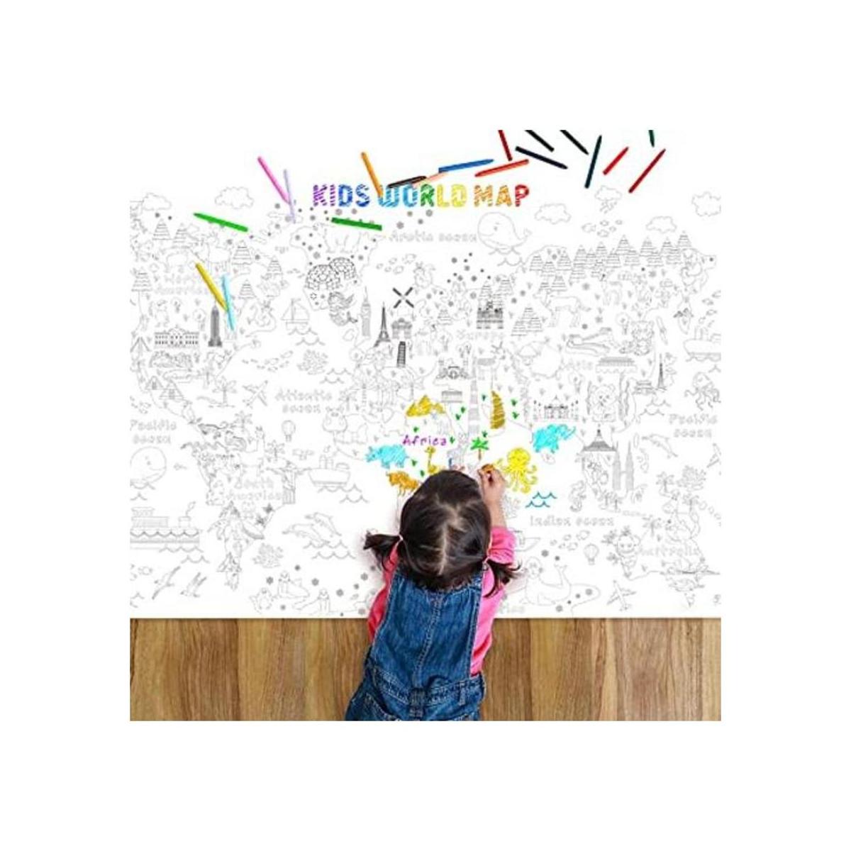 Póster gigante para colorear mapa mundial para niños
