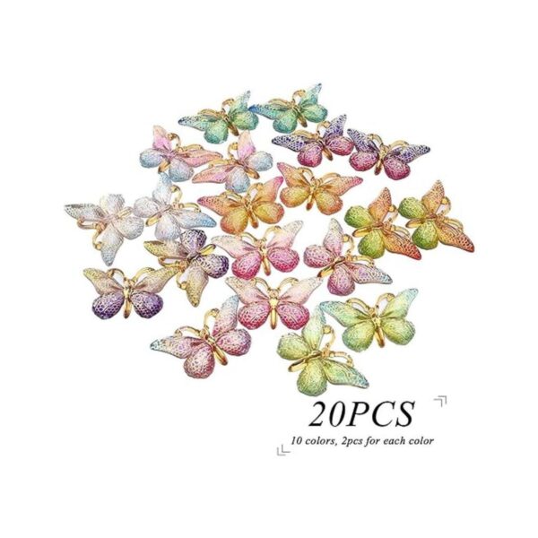 20pcs colorido 3D mariposa encantos plástico mariposa