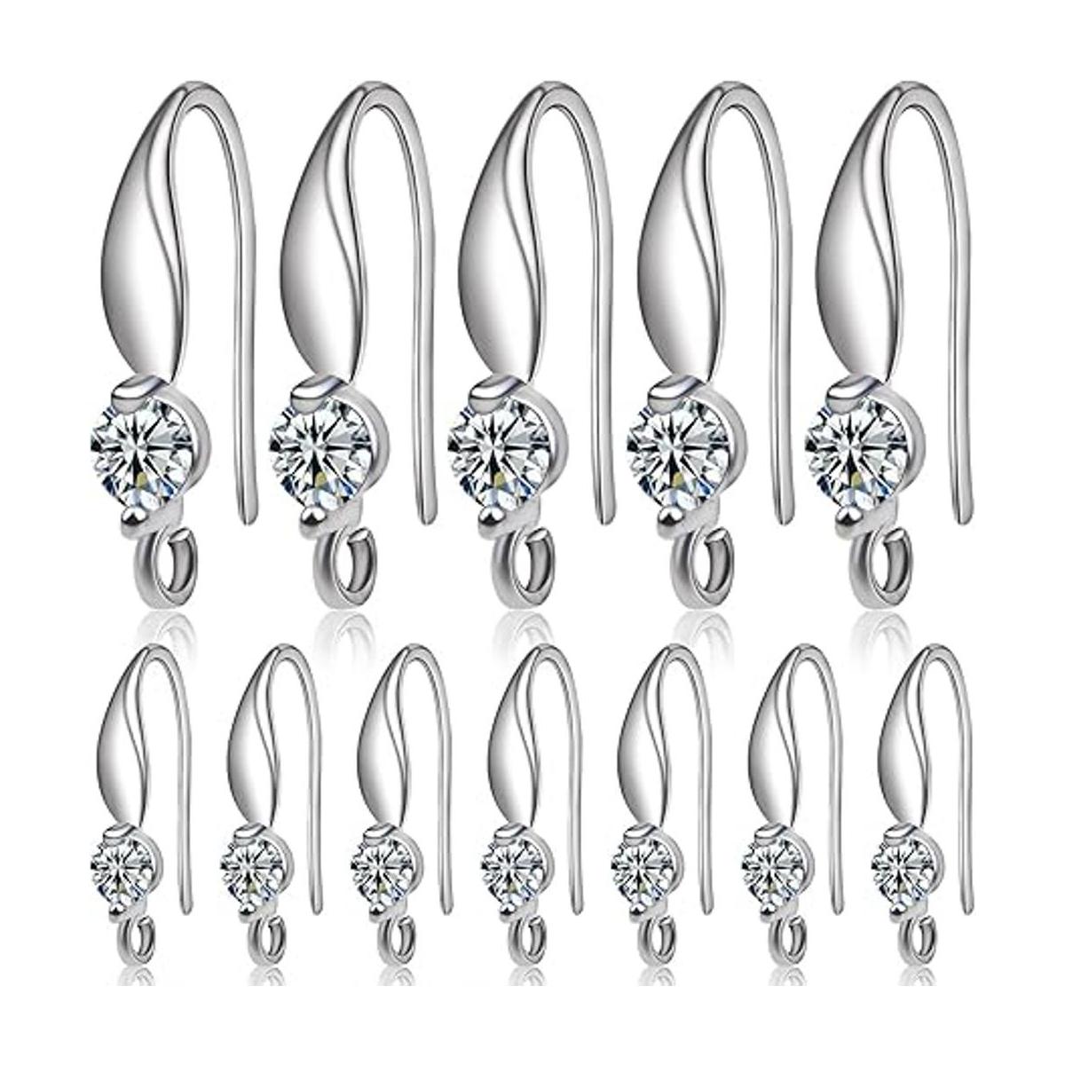 Hmjpng 12 ganchos chapados en plata para arete de