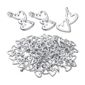 50pcs Plata Antigua Doble Corazón Encantos Colgantes
