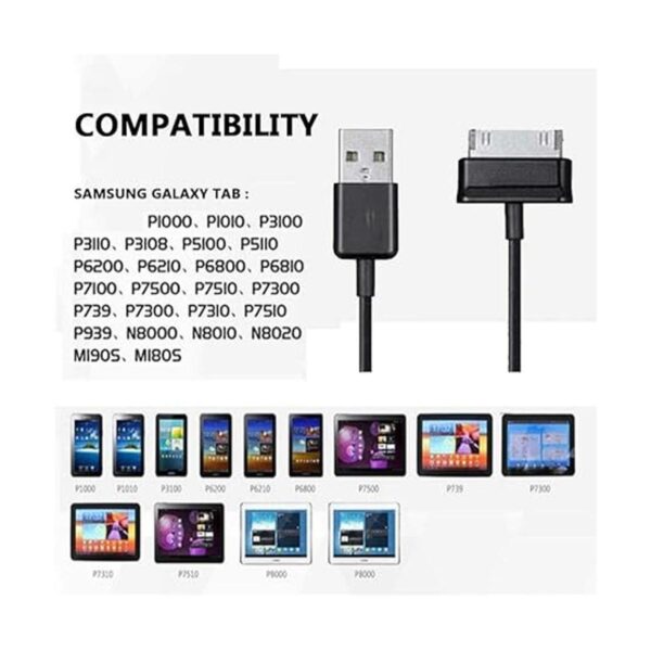 Cable de carga USB para tablet Samsung P1000 P1010 P6200_6