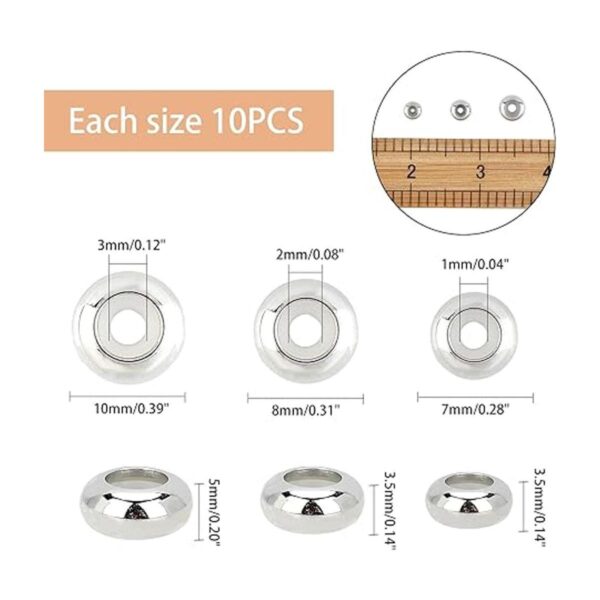 PH PandaHall 30 cuentas deslizantes de acero inoxidable