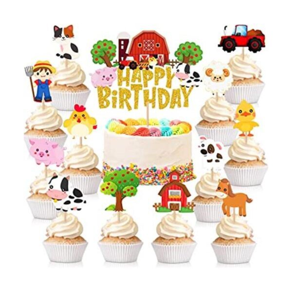 49 piezas de decoración de pastel de animales de granja_1