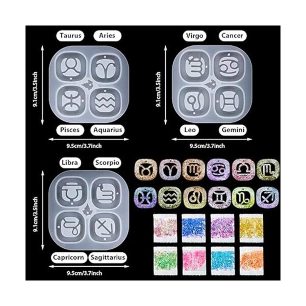 3 piezas de moldes de resina para llavero del zodiaco_2