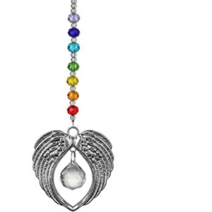 Colgante de ala de ángel de chakras con bola de cristal
