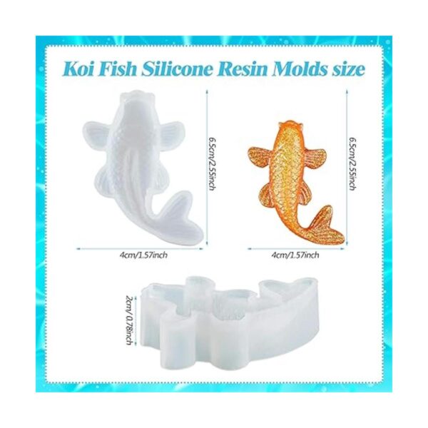 3 piezas de moldes de resina de silicona de peces Koi_2