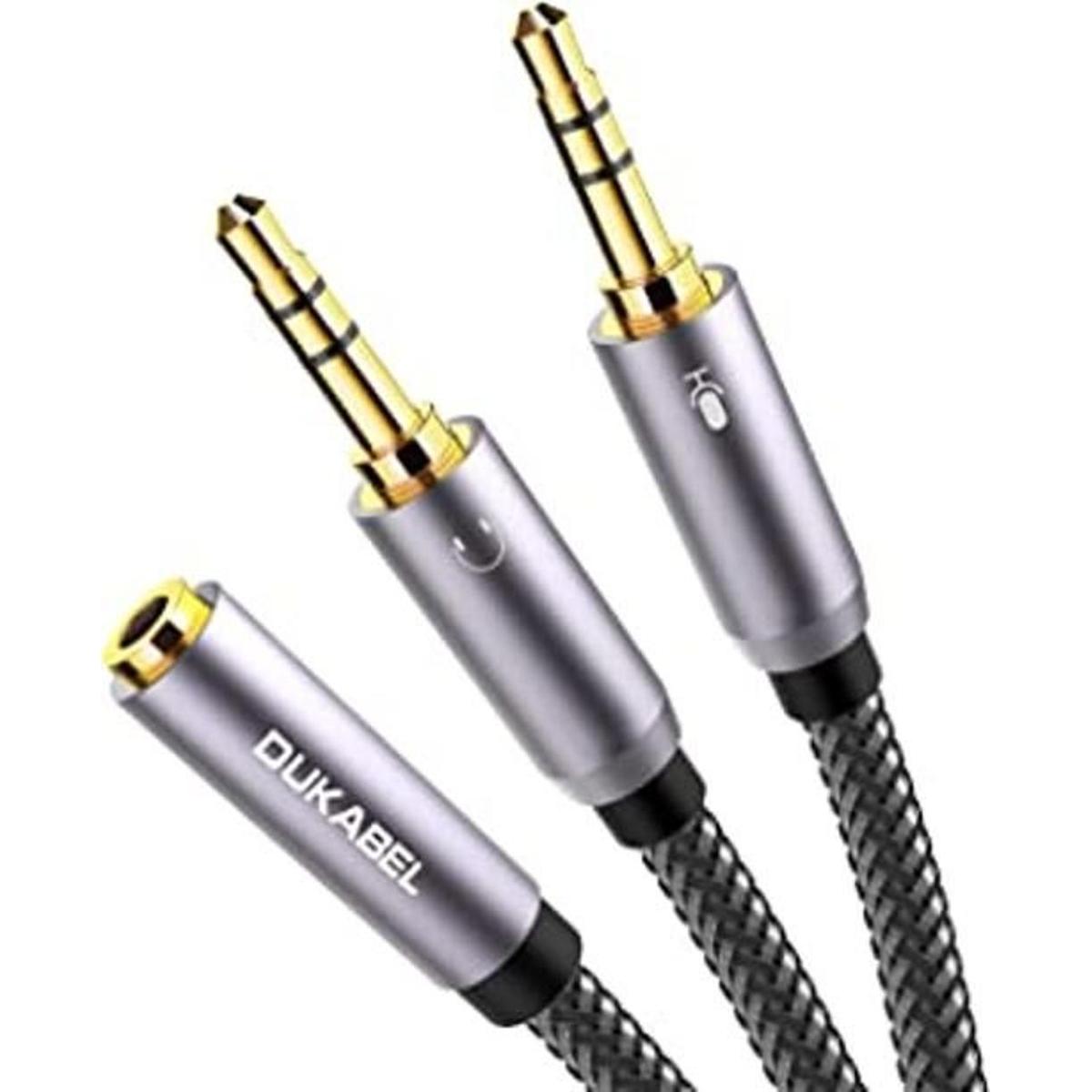 DUKABEL Cable divisor de auriculares chapado en oro y