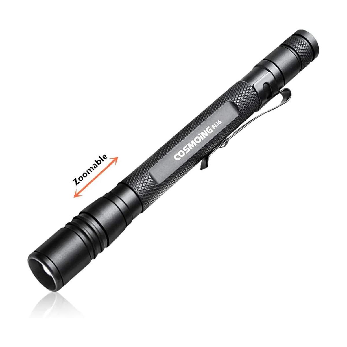 Linterna de luz LED para bolígrafo 3 modos de zoom súper