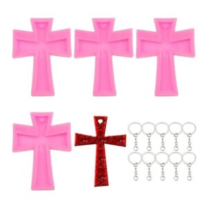 Paquete de 4 llaveros en forma de cruz de resina de