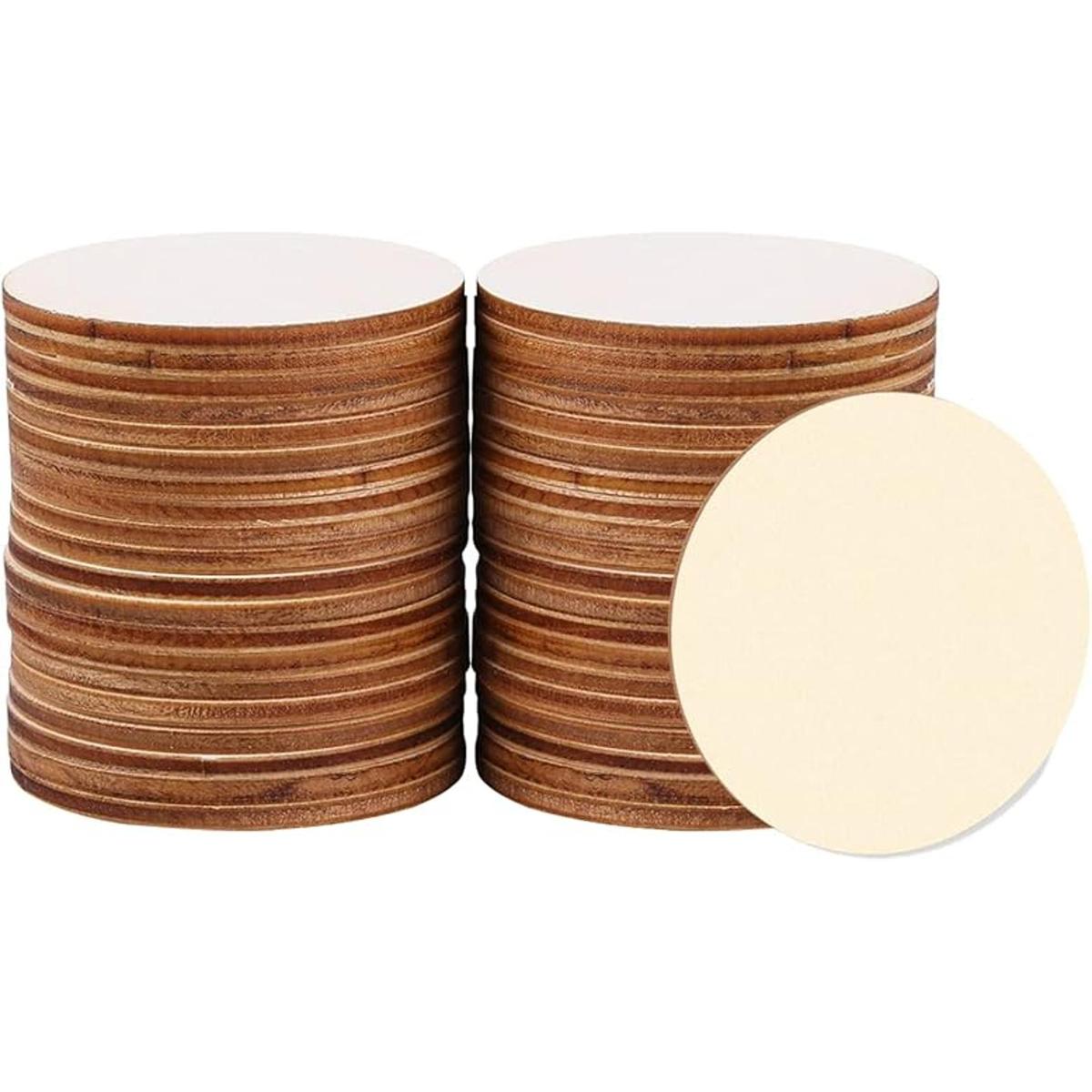 100 piezas de madera sin terminar con forma redonda corte