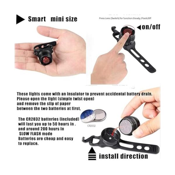 2 luces traseras para bicicleta mini luces LED con correa_2