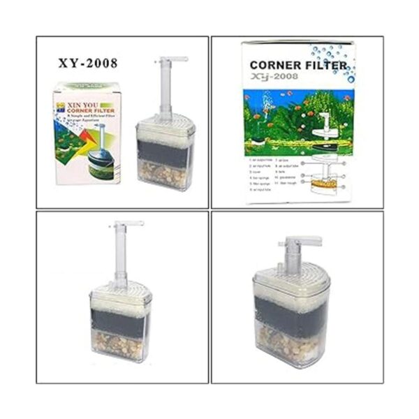 Filtro esquinero para pecera a aire con medio de filtrado_2