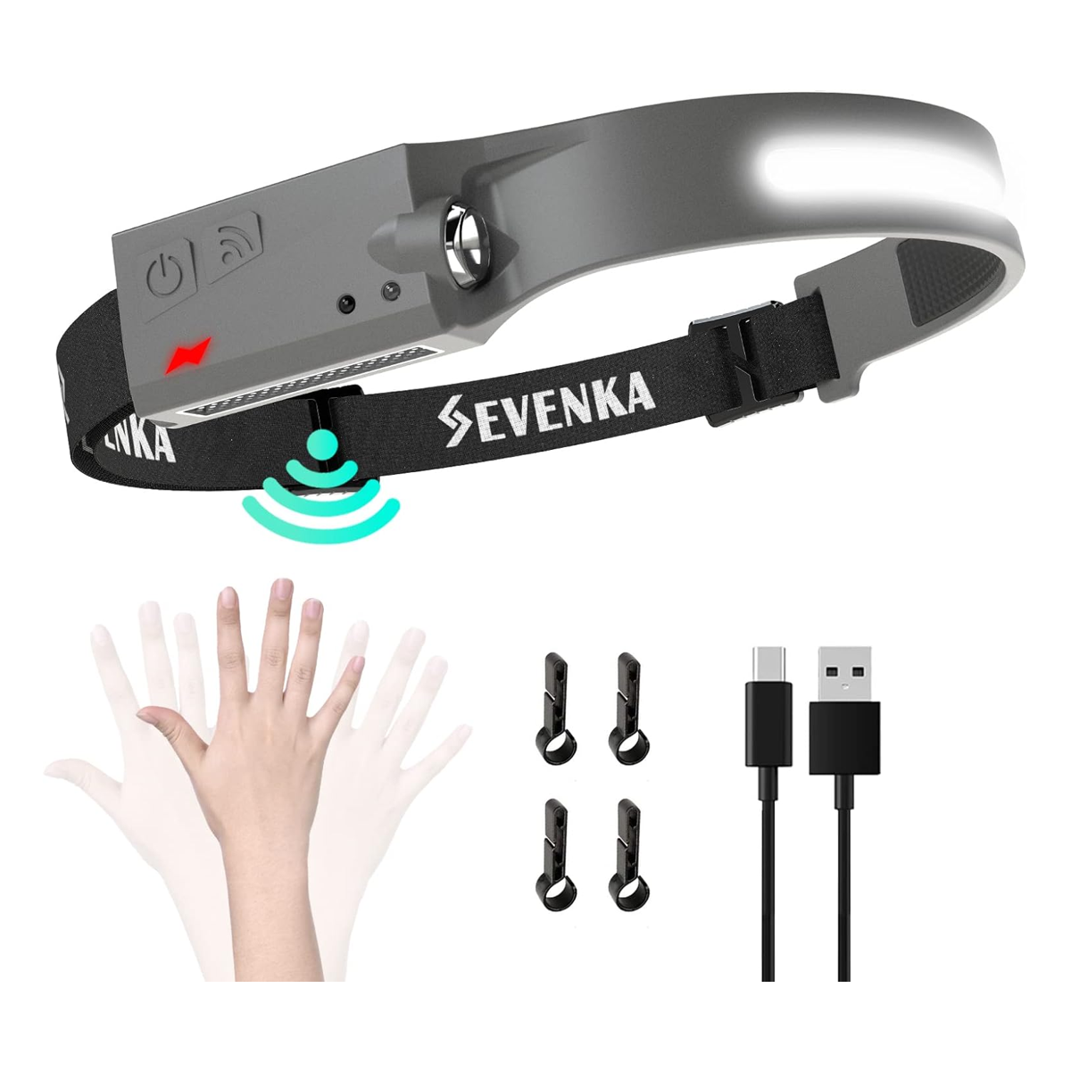 SEVENKA Linterna frontal recargable LED luz frontal LED