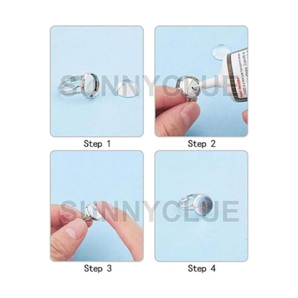 SUNNYCLUE 30 anillos de cabujón ajustables de 0.472 in con