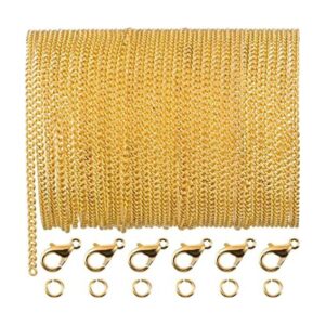 TecUnite Collar de cadena de eslabones chapado en oro de