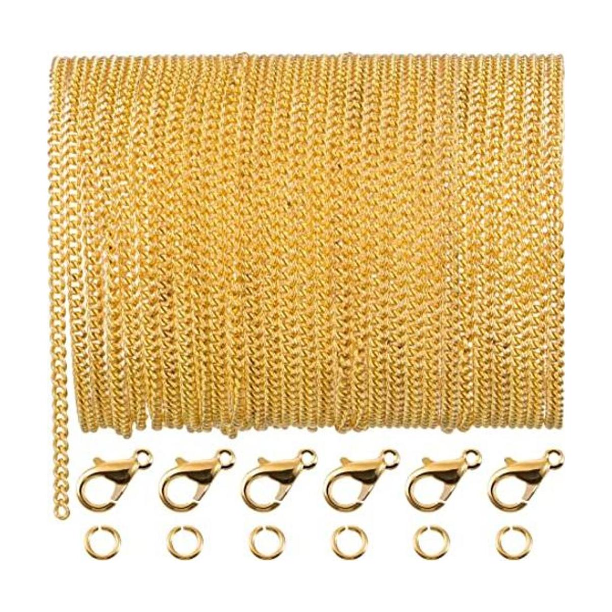 TecUnite Collar de cadena de eslabones chapado en oro de