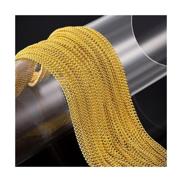 TecUnite Collar de cadena de eslabones chapado en oro de