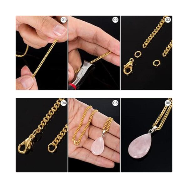 TecUnite Collar de cadena de eslabones chapado en oro de