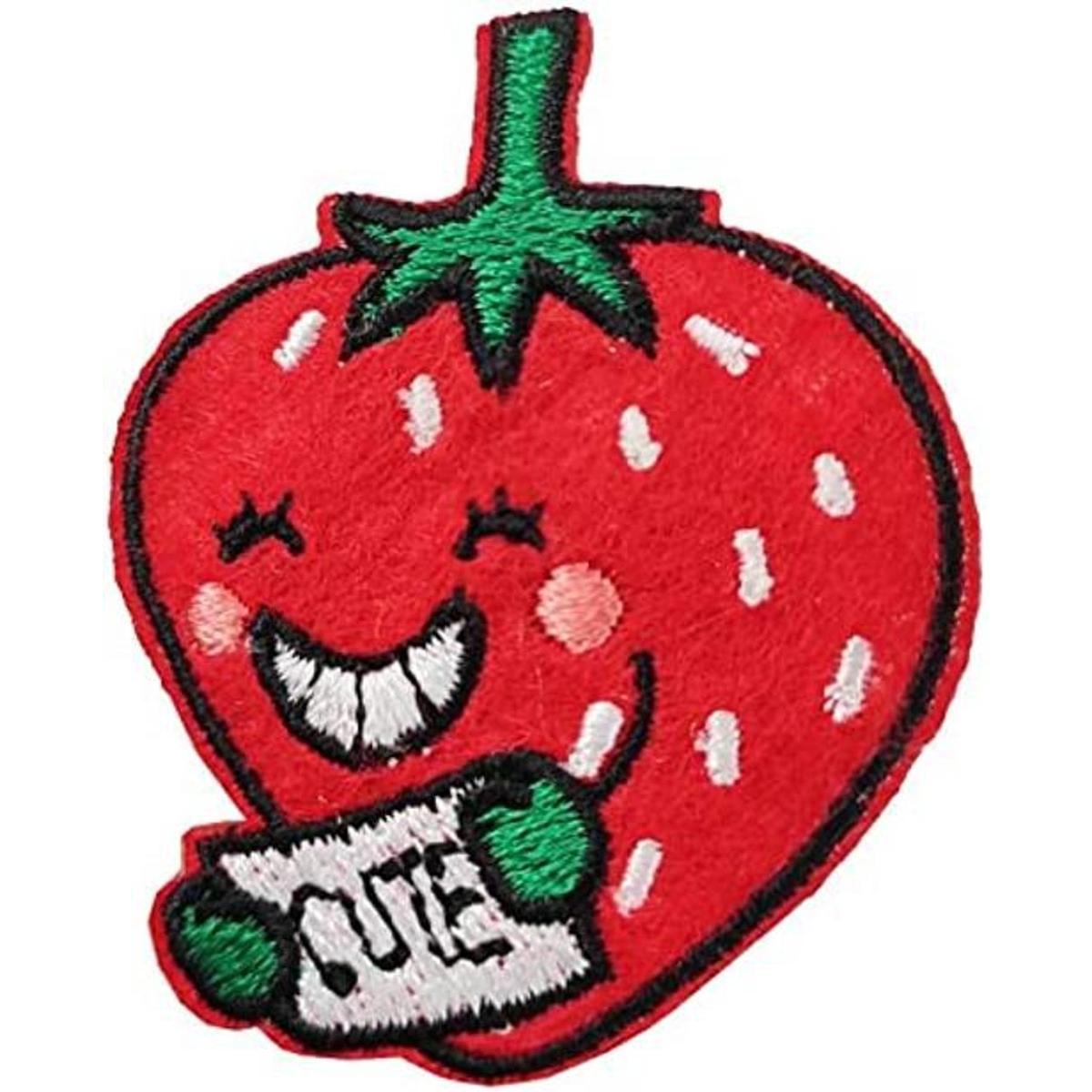 Mini bordado de fresa lindo en el parche coser en apliques