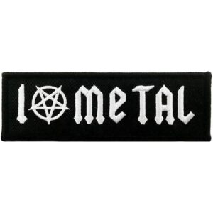 Parche bordado con texto en inglés I Love Metal Pentagram_1