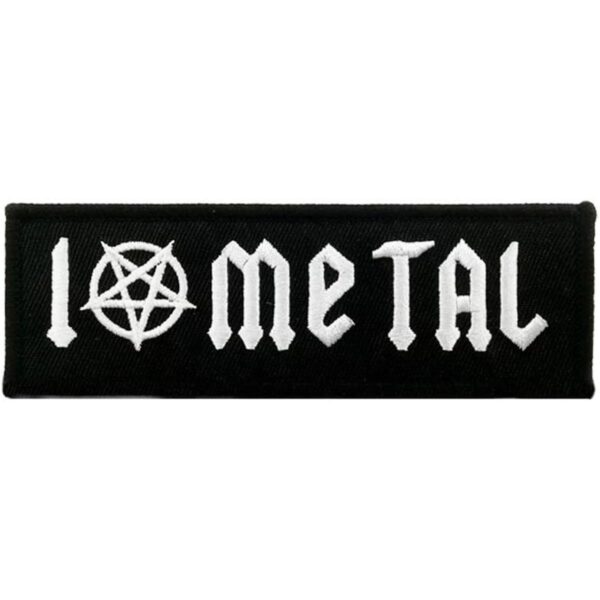 Parche bordado con texto en inglés I Love Metal Pentagram_1