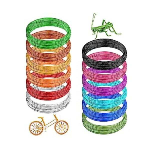 12 rollos de alambre de aluminio de colores de 196.8 pies