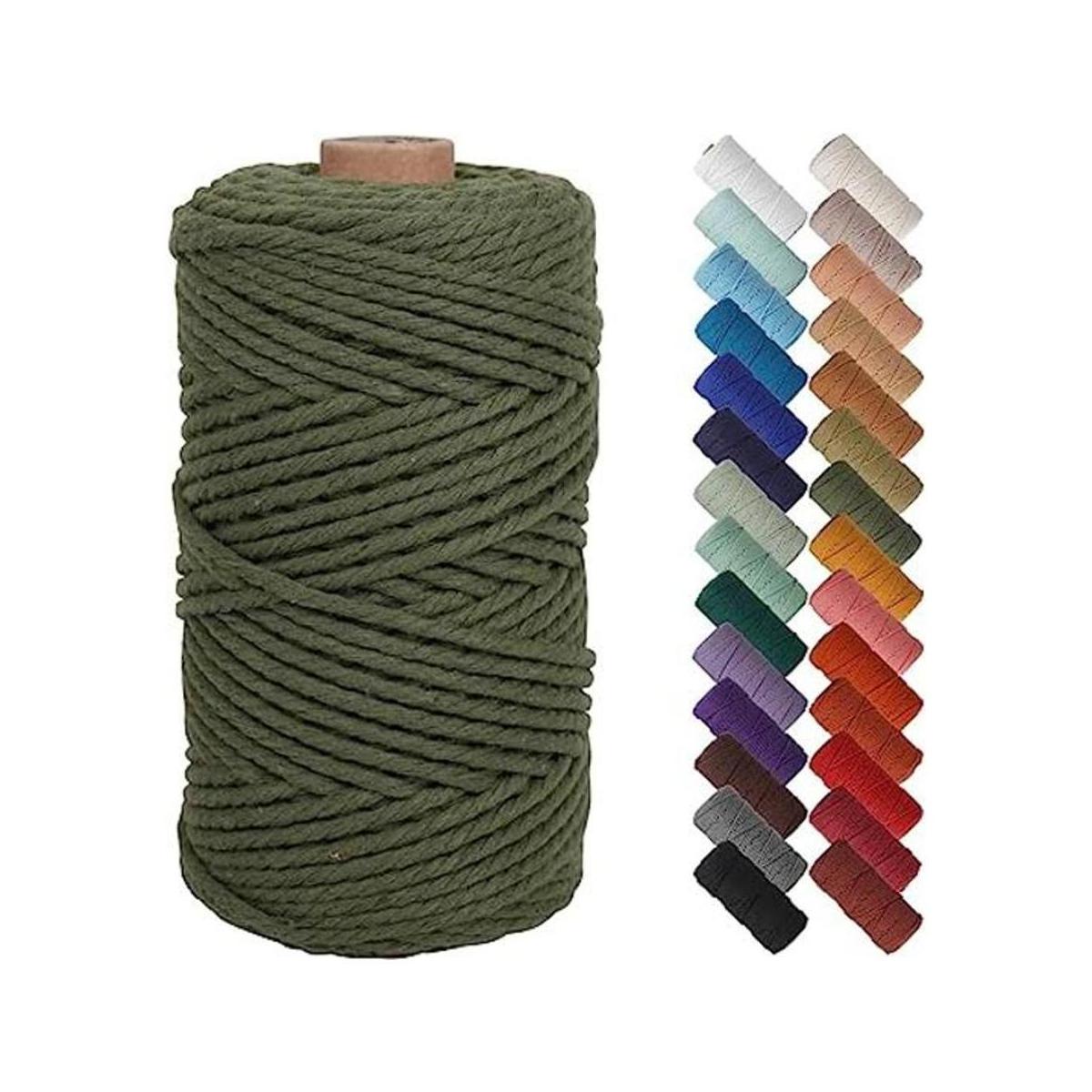 NOANTA Cuerda de macramé color verde oliva 3 mm x 109