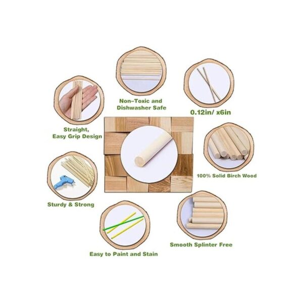 200 varillas de madera de 6 x 18 pulgadas varillas de