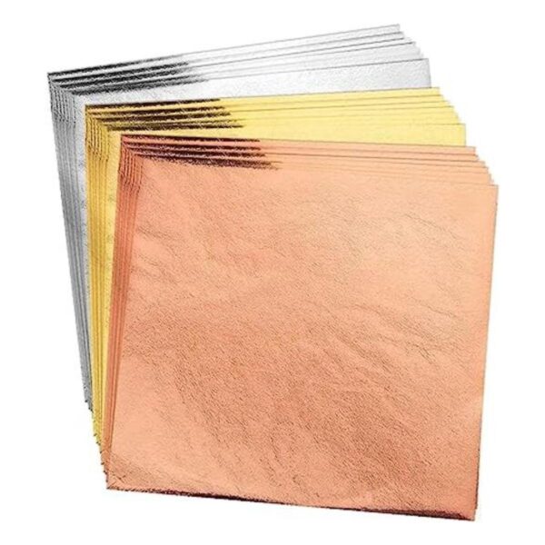 200pcs BUBIMON Imitation Rose Silver Gold Leaf Sheets Gold_1