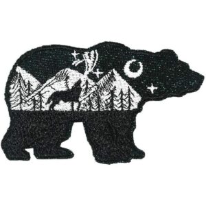 Parche bordado para planchar con purpurina y diseño de oso_1