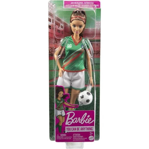 Barbie Muñeca de fútbol cola de caballo morena uniforme_2