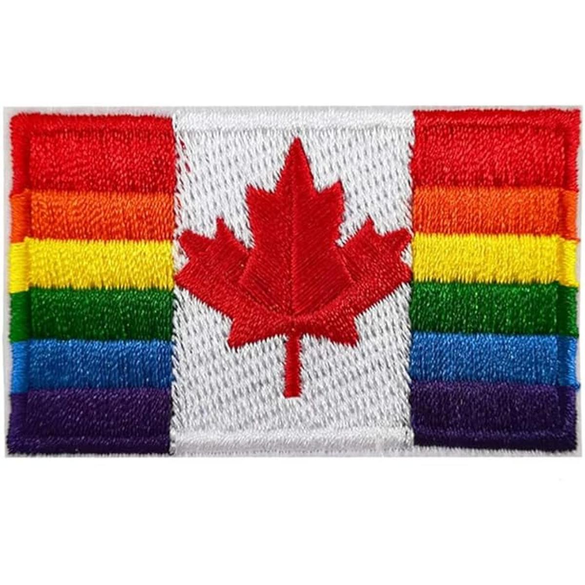 Parche bordado de la bandera de Canadá arcoíris LGBT para