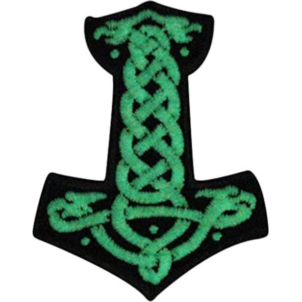 Parche bordado con diseño de martillo de Thor en Norse_1