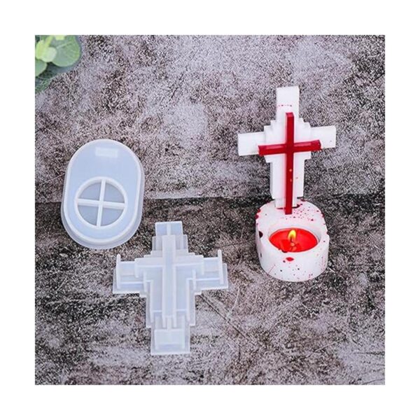Molde de resina Jesús Cross con base de silicona para_4