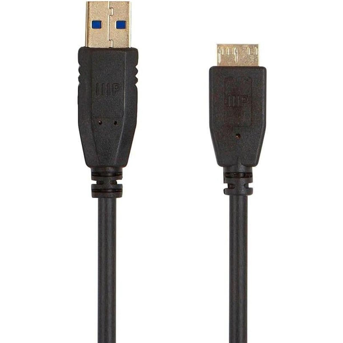 Monoprice Cable USBA a Micro B 3.0 1.6 ft negro paquete