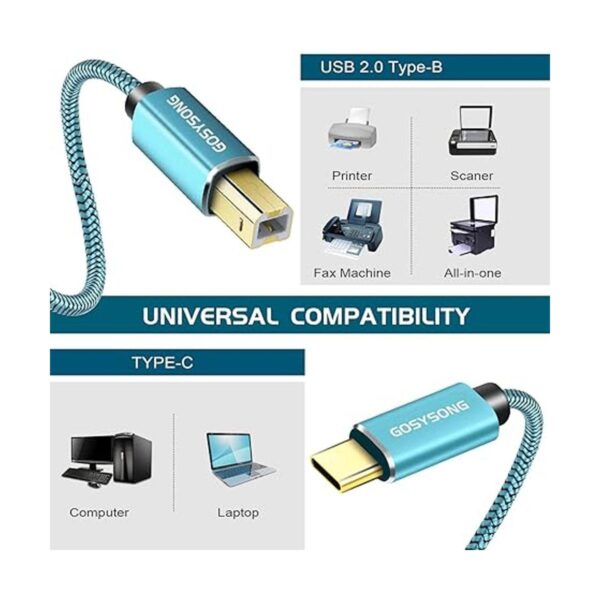 GOSYSONG Cable de impresora USB C de 10 pies cable de
