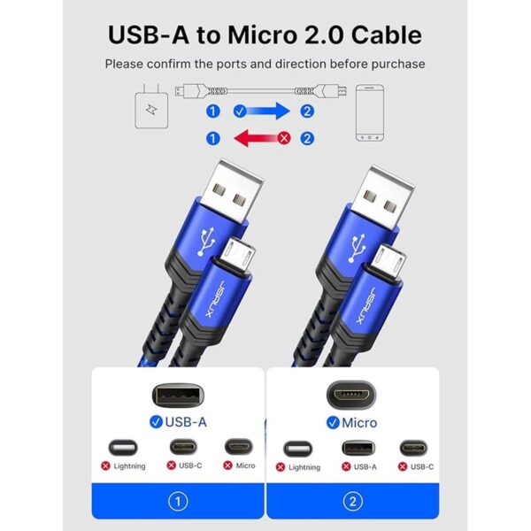Cable micro USB Android JSAUX paquete de 2 unidades de