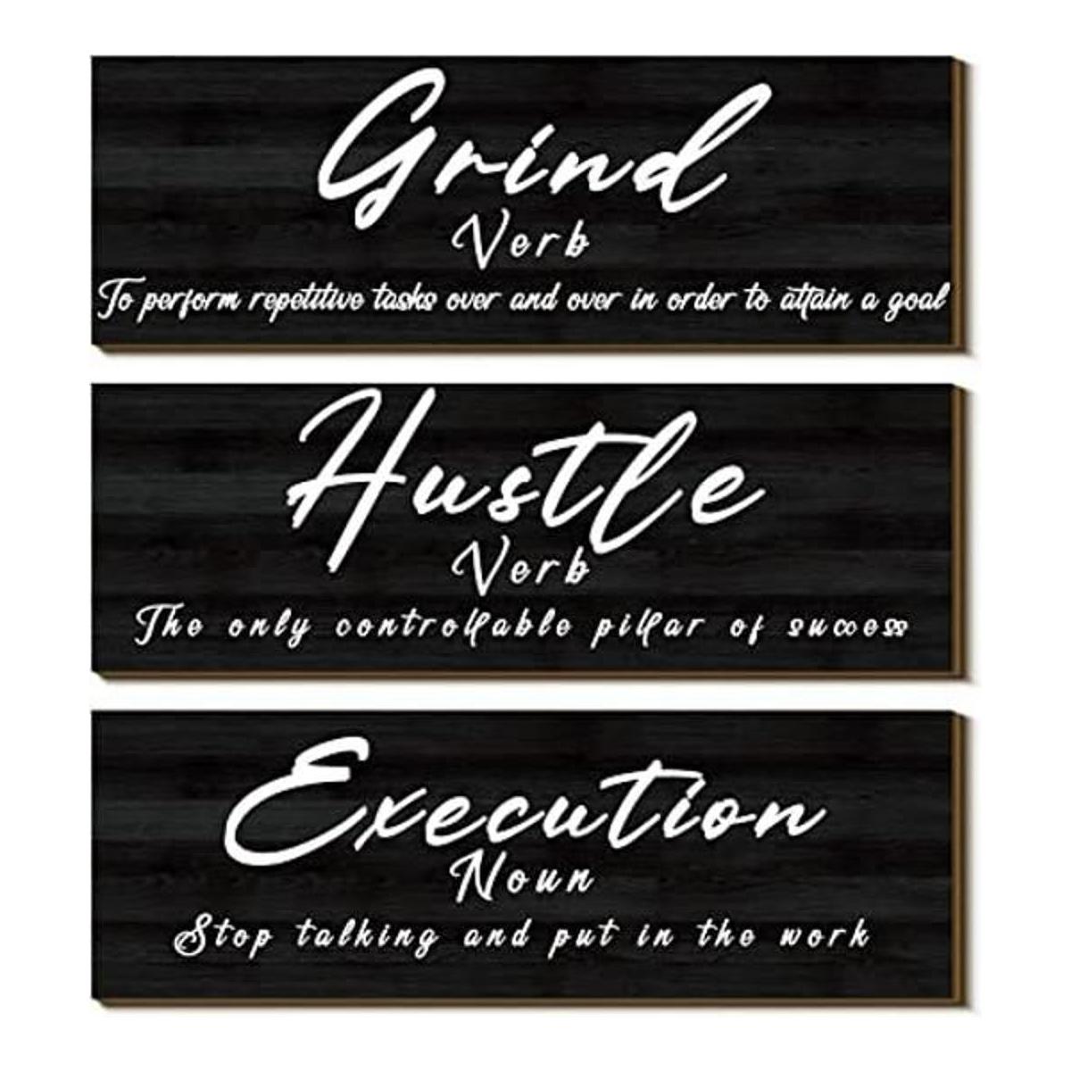 3 piezas motivacionales de arte de pared para la oficina