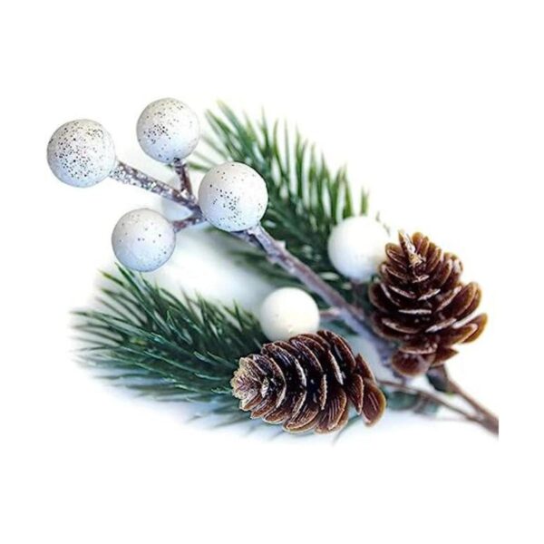 Bayas de Navidad blancastallos de bayas con ramas de pino_1