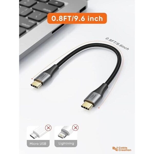 Cable USB C corto a USB C cable USB C de carga rápida