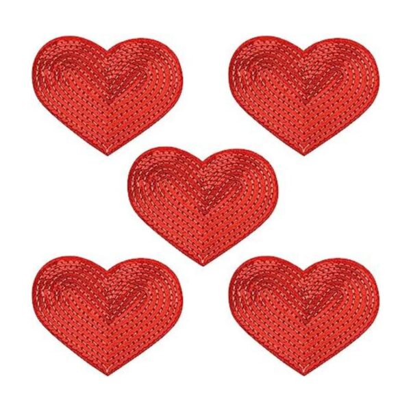 Parche bordado Tegg 5 parches con lentejuelas de corazón_1
