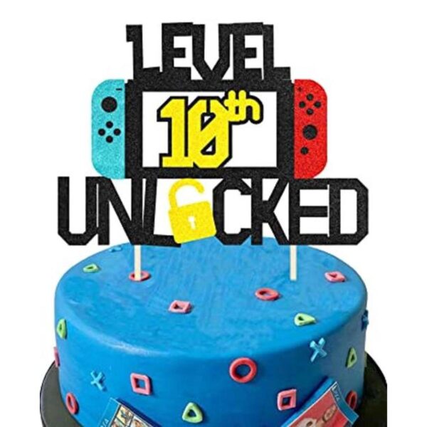 KAPOKKU Nivel 10th Cake Topper para videojuegos temáticos