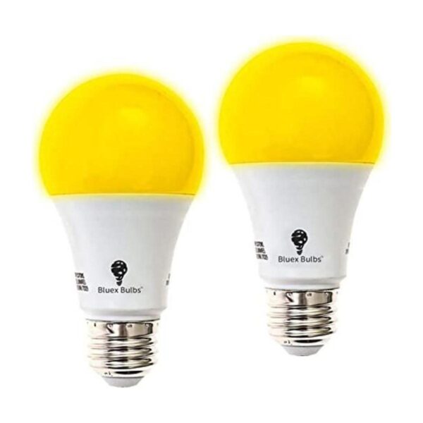 BlueX Paquete de 2 bombillas LED amarillas ámbar A19 sin_1